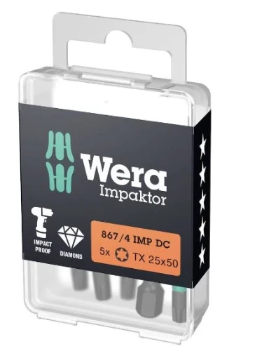 Wera 867/4 IMP DC TORX® DIY Impaktor Bits - TORX 20 x 50 mm DIY-Box - Doos van 5st WER05057664001
